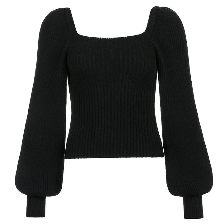 Damen Cropped Pullover mit voluminösen Ärmeln und Rippstruktur Drune
