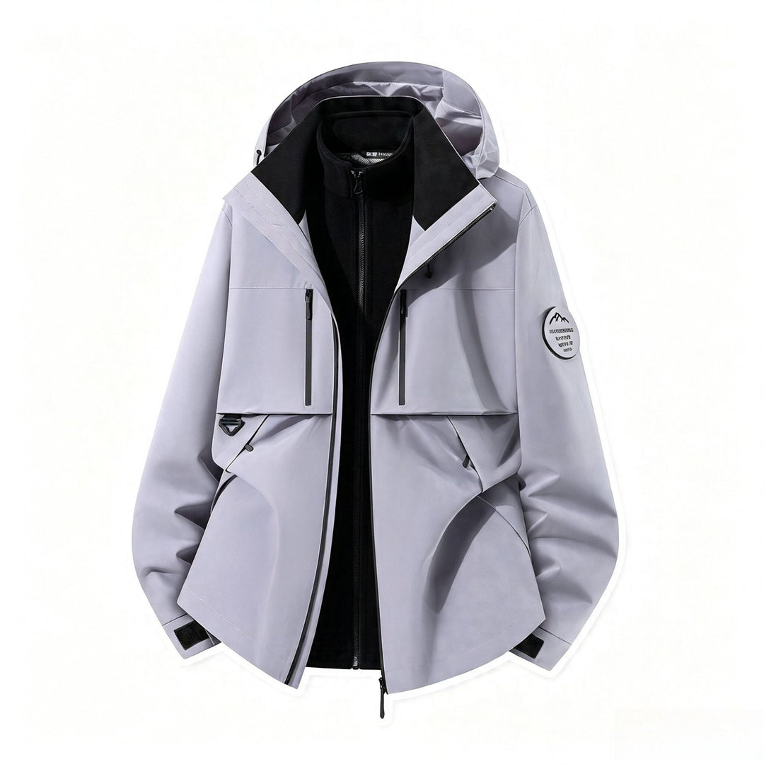Herren dreilagige Softshell-Outdoorjacke mit herausnehmbarem Fleecefutter und Kapuze Drune