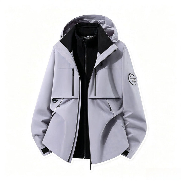 Herren dreilagige Softshell-Outdoorjacke mit herausnehmbarem Fleecefutter und Kapuze Drune