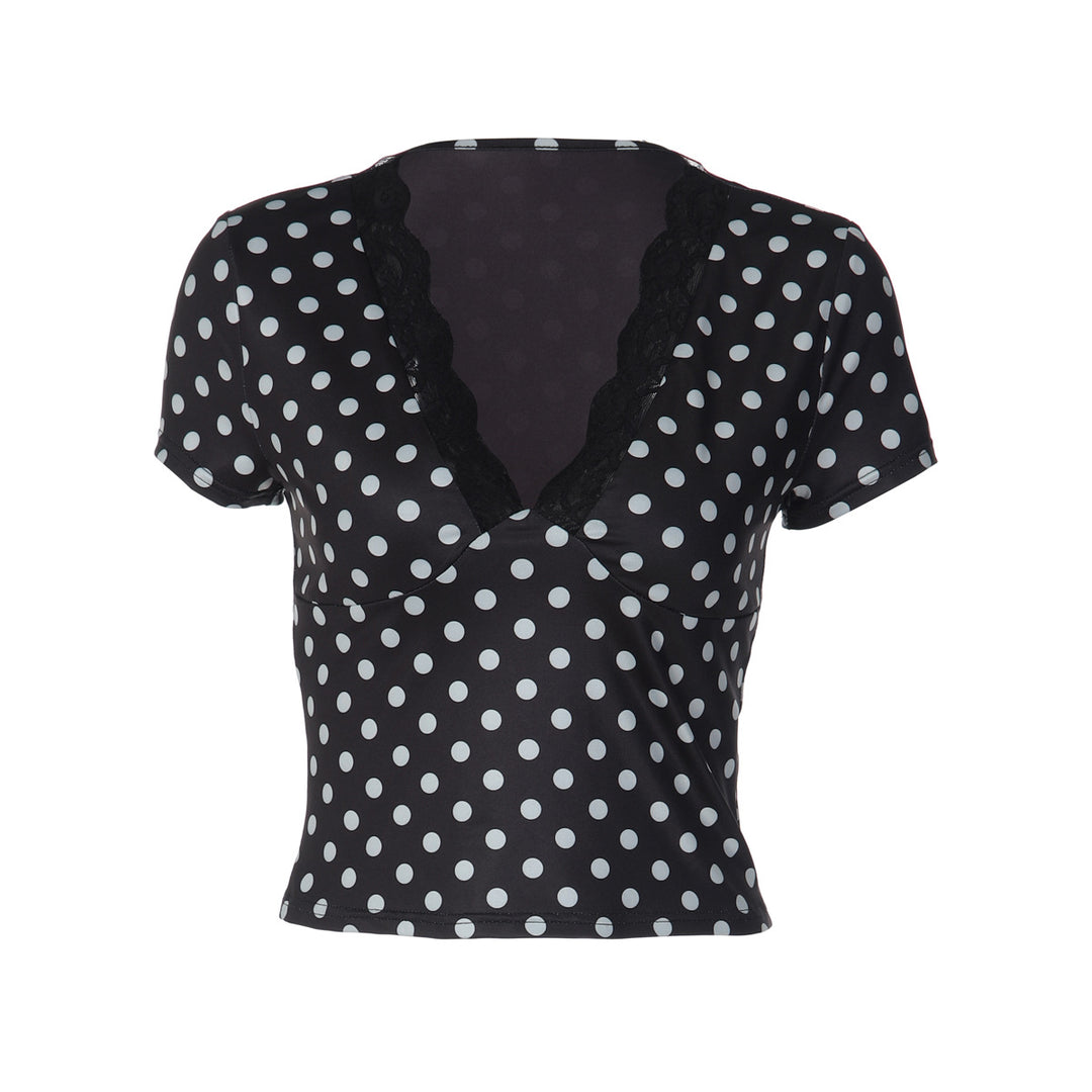 Damen Polka-Dots Spitzenoberteil Drune