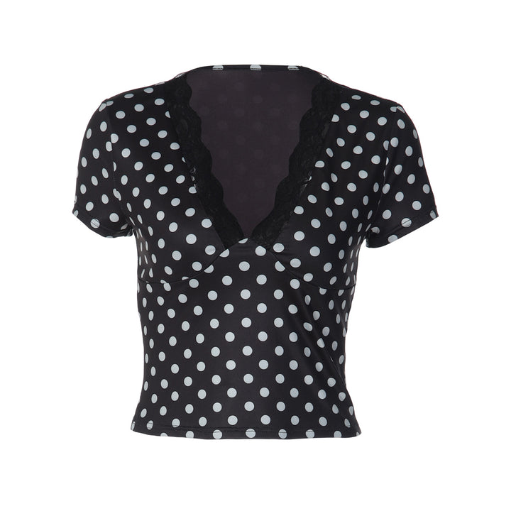 Damen Polka-Dots Spitzenoberteil Drune
