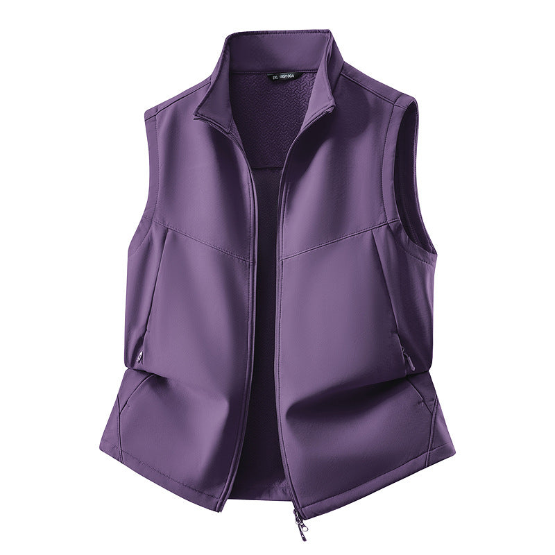 Damen Ärmellose Softshell-Weste mit Stehkragen, Stretchfutter und Zweiwege-Reißverschluss Drune