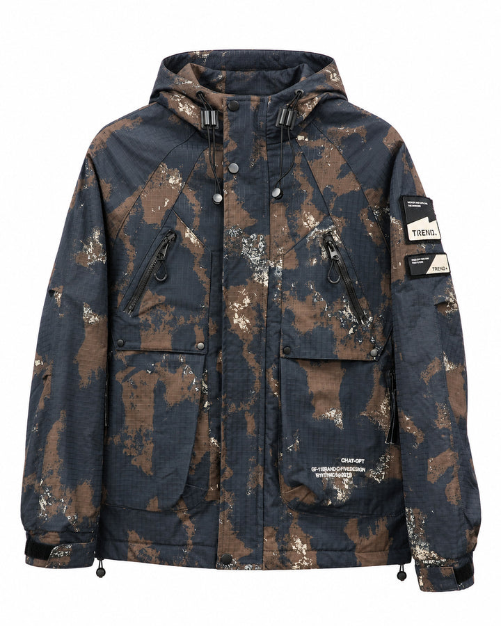 Herren Technischer Camouflage-Parka mit Kapuze und Ripstop-Außenmaterial Drune