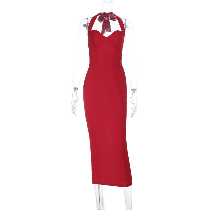 Damen figurbetontes Abendkleid mit Halterneck-Design Drune
