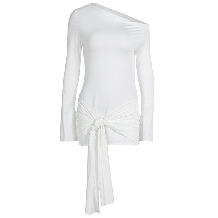 Damen asymmetrisches Wickeloberteil mit dekorativem Knoten Drune