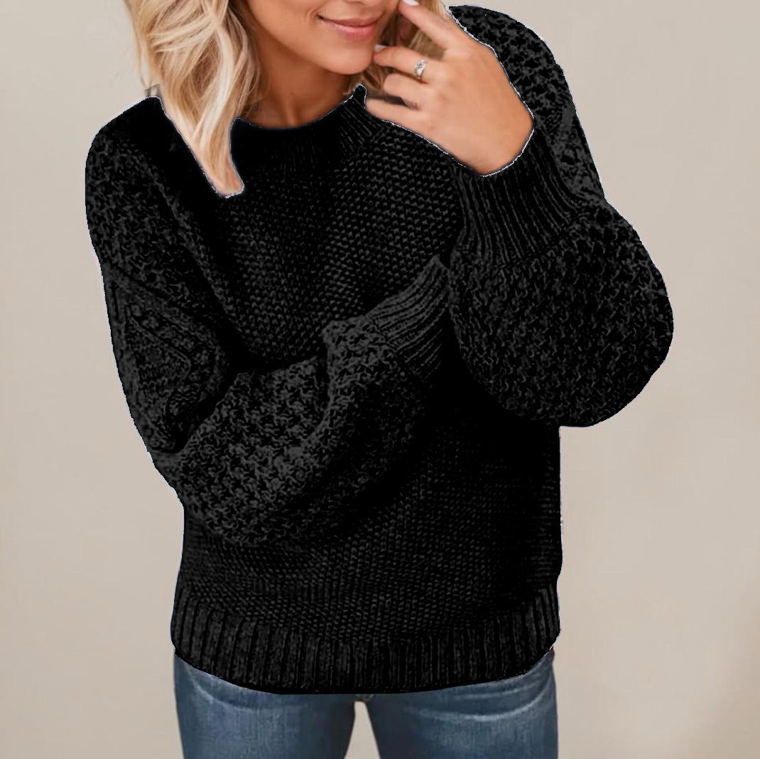 Damen Modischer Strickpullover mit voluminösen Ärmeln und strukturiertem Design Drune