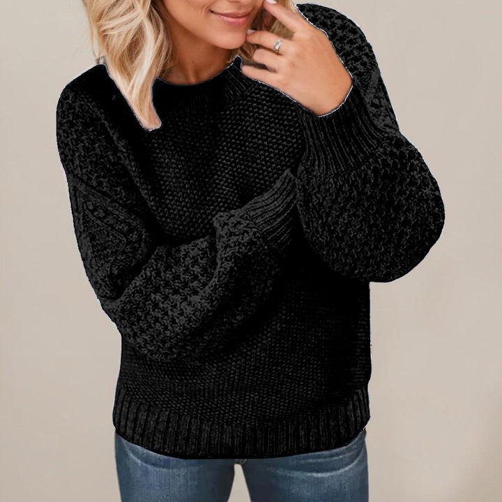 Damen Modischer Strickpullover mit voluminösen Ärmeln und strukturiertem Design Drune