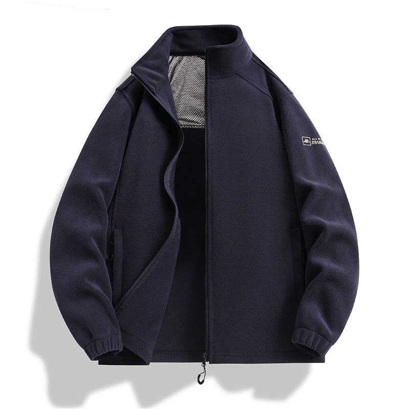 Herren Fleecejacke mit Stehkragen, Windabweisender Microfleece und Reißverschlusstaschen Drune