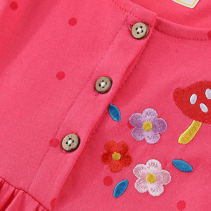 Mädchen Kleid mit bunten Einhorn- und Blumenstickereien Drune