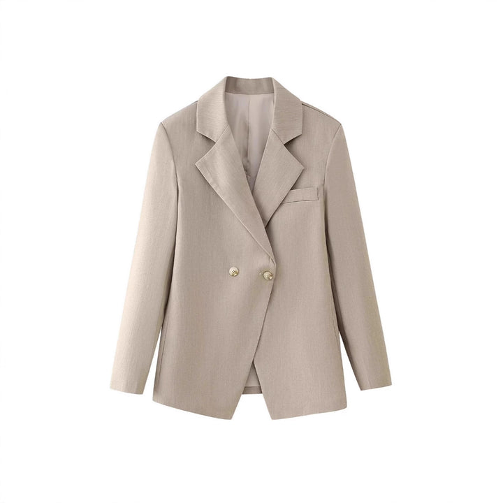 Damen elegante Double-Breasted Blazerjacke mit hochwertigem Stoff Drune