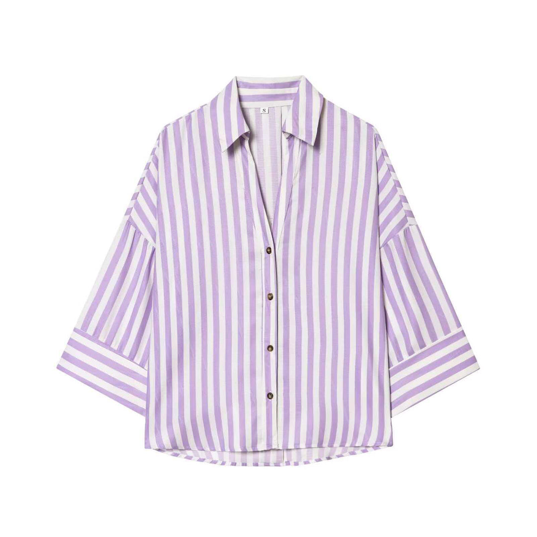 Damen Modernes gestreiftes Blusenshirt mit oversized Schnitt Drune