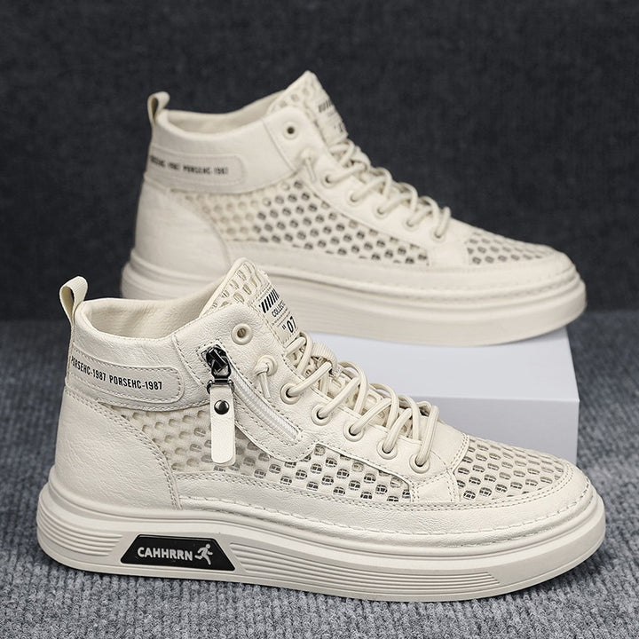 Herren High-Top Sneaker mit luftiger Mesh-Perforation, seitlichem Reißverschluss und dicker Profilsohle Drune