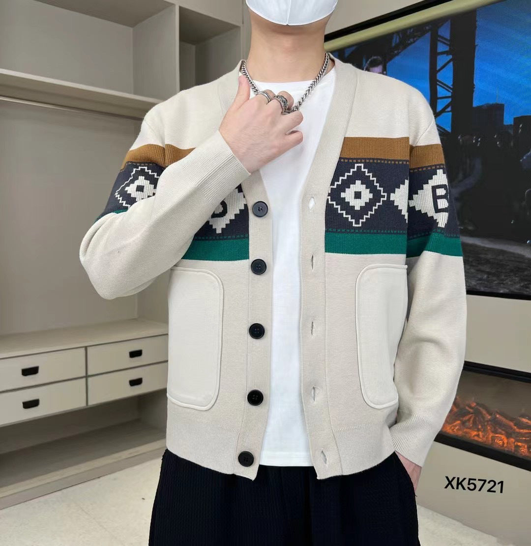 Herren Modische Strickjacke mit grafischem Muster Drune