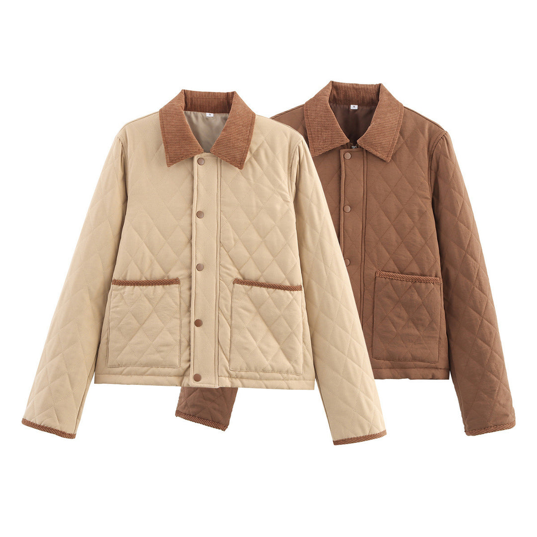 Damen Steppjacke mit karierter Kragen und praktischen Seitentaschen Drune