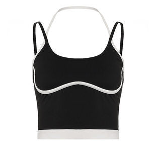 Damen modisches Crop-Top mit Bindeband und doppeltem Träger Drune