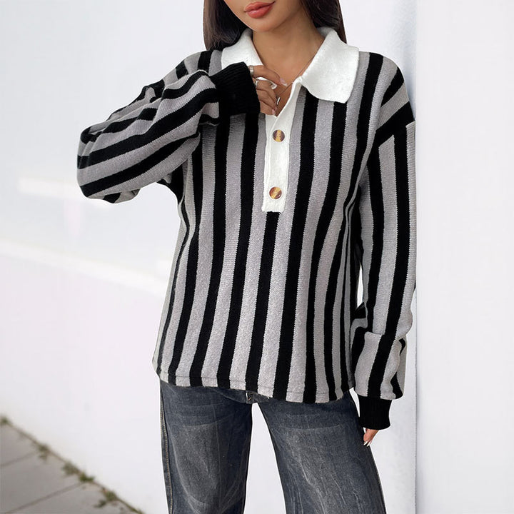 Damen Sportliches Polo-Shirt mit Streifen Drune