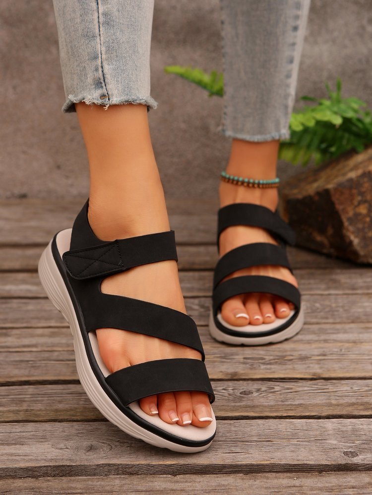Damen Komfort-Sandalen mit verstellbaren Klettbandagen und ergonomischer Dämpfung Drune