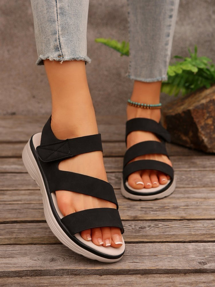 Damen Komfort-Sandalen mit verstellbaren Klettbandagen und ergonomischer Dämpfung Drune
