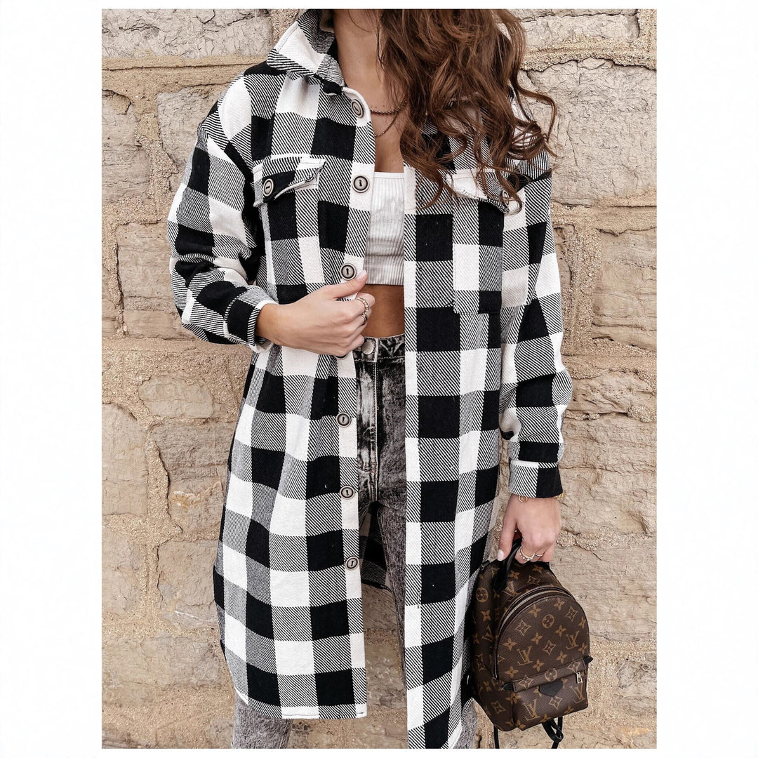 Damen Oversized Karohemdenjacke Drune
