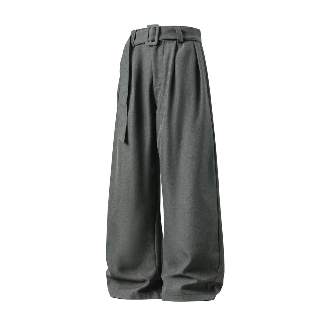 Damen Weite High-Waist Palazzo-Hose mit Bundfalten und Bindegürtel Drune