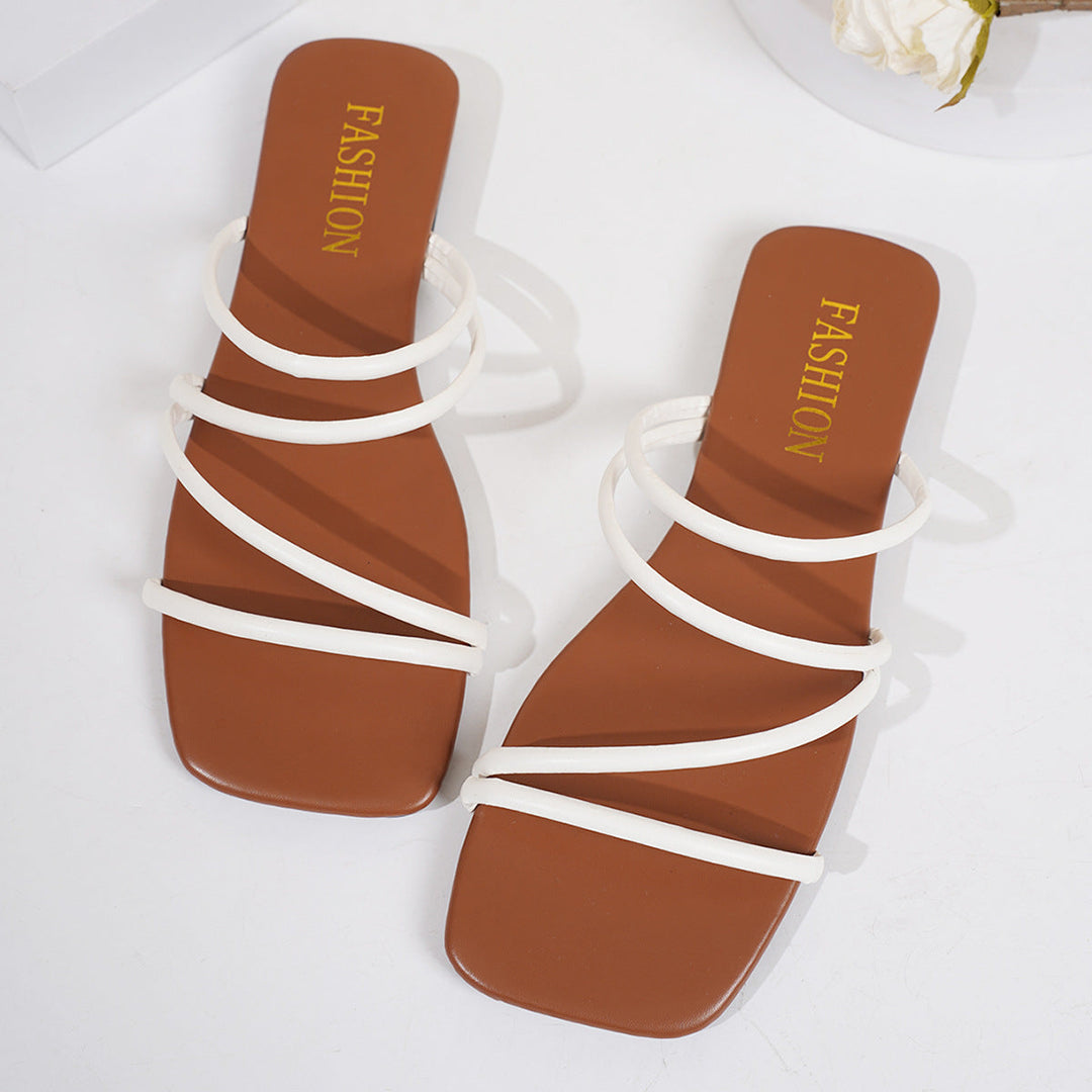 Damen Riemchen-Pantoletten mit eleganten Querriemen und komfortabler Sohle Drune