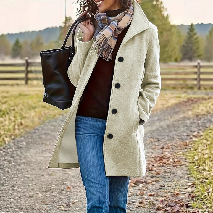 Damen wollähnlicher Teddy-Kurzmantel mit Stehkragen und seitlichen Eingrifftaschen Drune