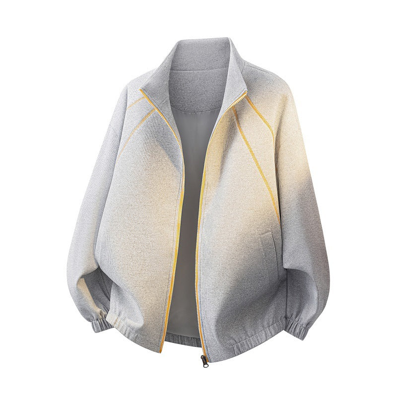 Damen Oversize Strukturiertes Bomberjacke mit Stehkragen, Raglanärmeln & elastischem Saum Drune