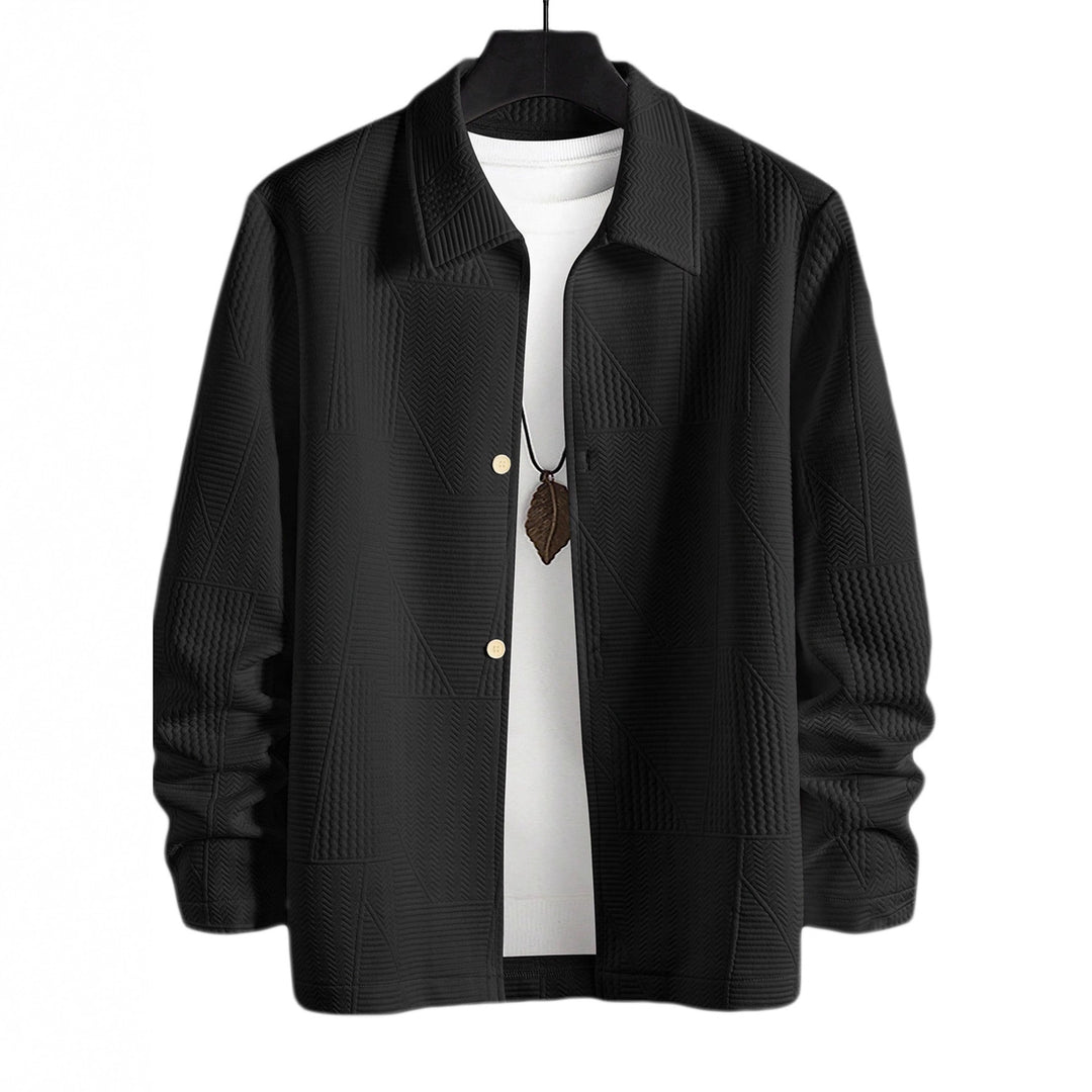 Herren nan strukturierte Shirtjacke im Patchwork-Relief mit Hemdkragen Drune