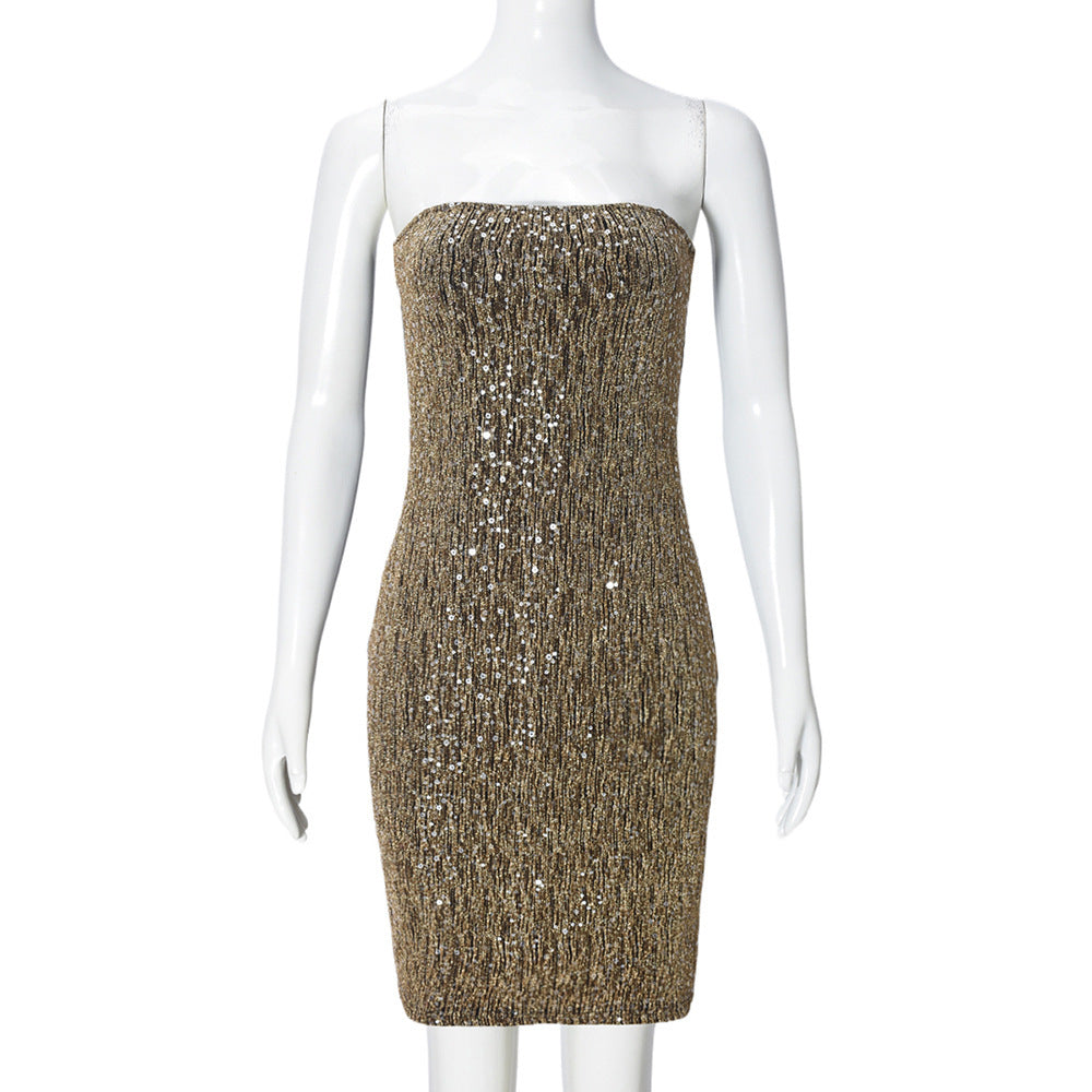Damen Party Minikleid mit schimmerndem Pailletten-Effekt und figurbetontem Schnitt Drune