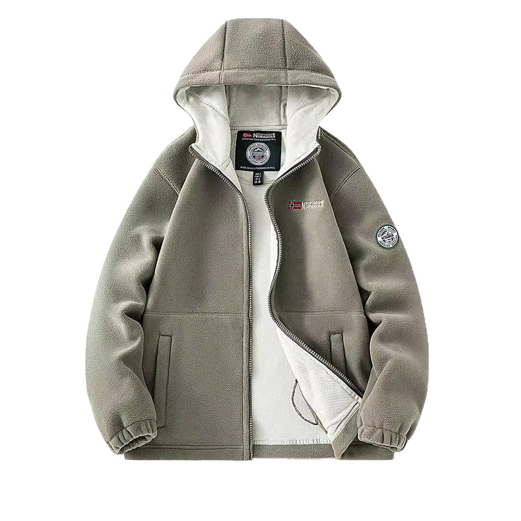 Damen Kapuzen-Fleecejacke mit Teddyfutter und durchgehendem Reißverschluss Drune