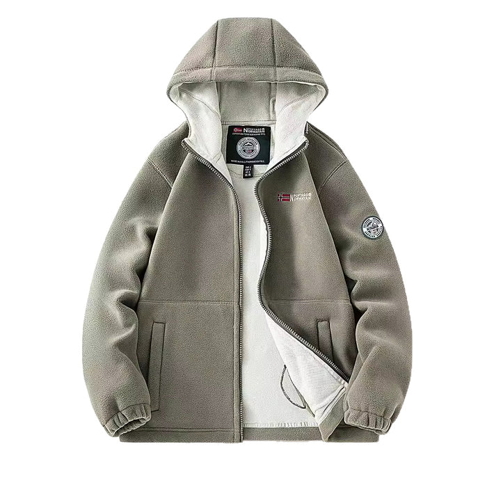 Damen Kapuzen-Fleecejacke mit Teddyfutter und durchgehendem Reißverschluss Drune