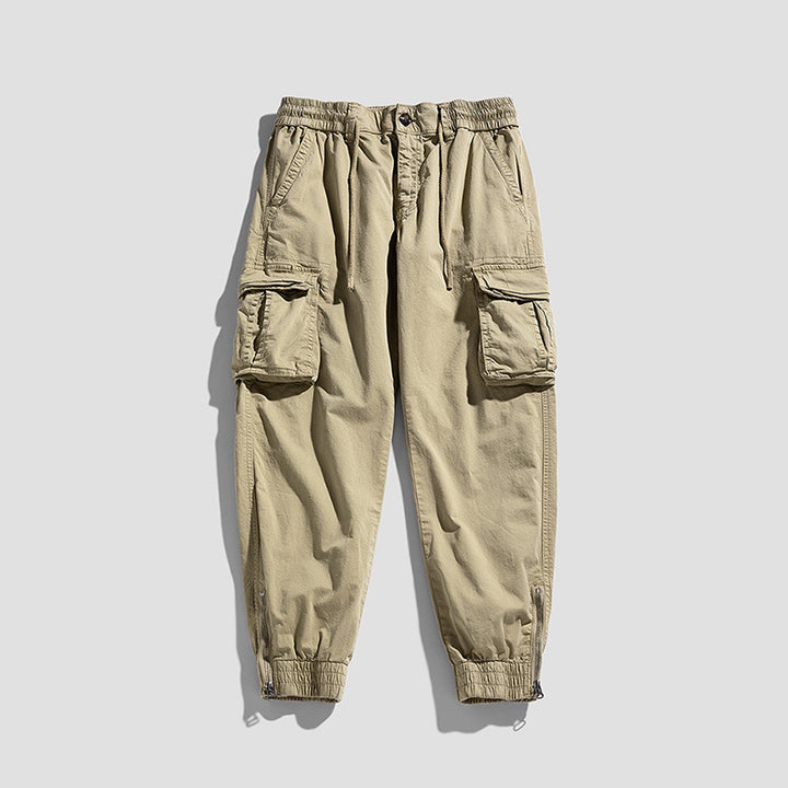 Herren Cargo-Jogginghose im Utility‑Stil mit Tunnelzugbund, Mehrfachtaschen und Reißverschluss‑Knöchel Drune