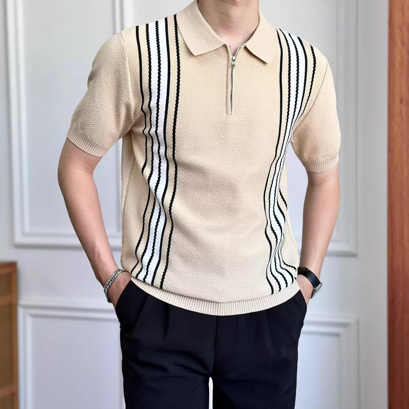 Herren Modisches Poloshirt mit Reißverschluss Drune