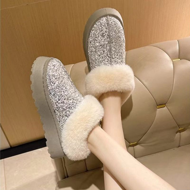 Damen Flauschige Glitzer Hausschuhe Drune