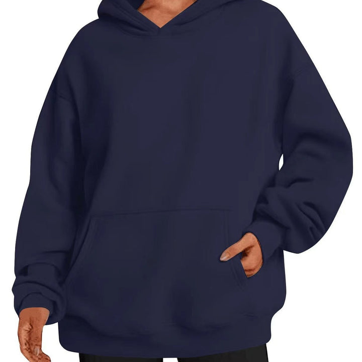 Damen nan extralanger Oversize-Kapuzenpullover im Boxy-Schnitt mit Kängurutasche und geripptem Abschluss Drune