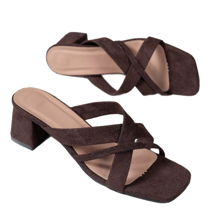 Damen elegante und bequeme Mules mit Blockabsatz Drune