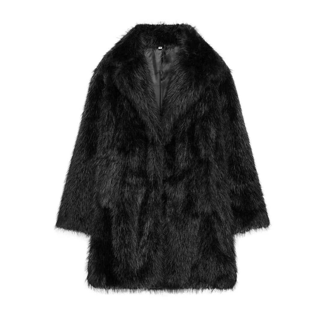 Damen Faux-Fur-Mantel mit Oversize-Schalkragen und langem, taillenfreiem Schnitt Drune