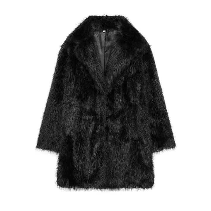 Damen Faux-Fur-Mantel mit Oversize-Schalkragen und langem, taillenfreiem Schnitt Drune