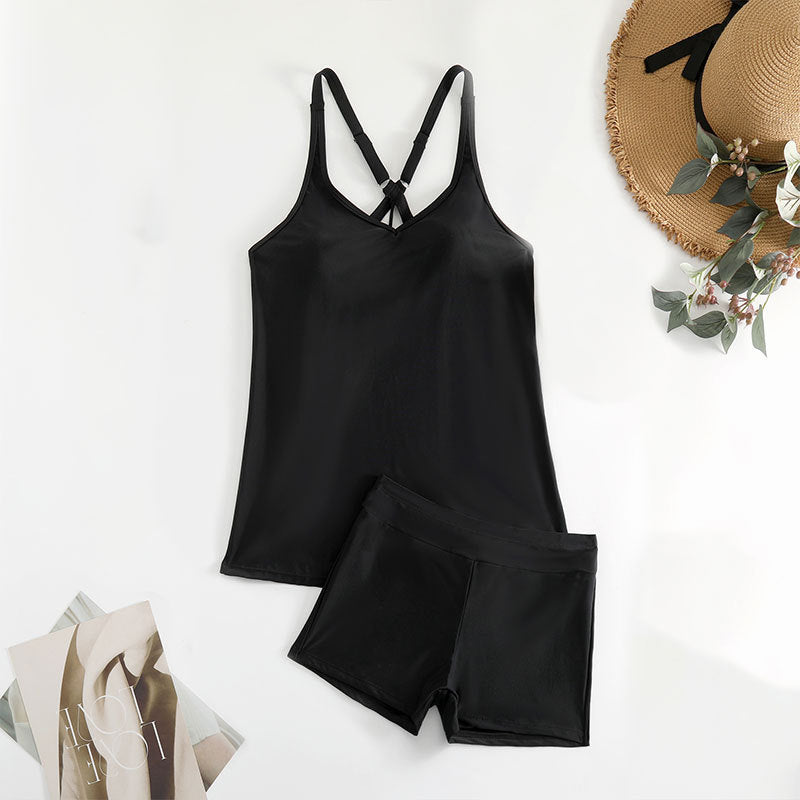 Damen Sportliches Tankini-Set mit verstellbaren Trägern und figurformendem Schnitt Drune