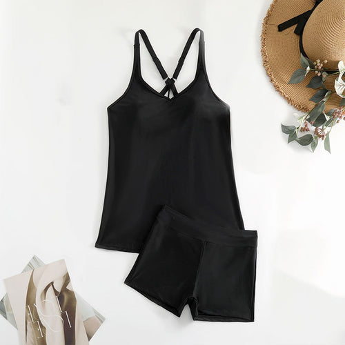 Damen Sportliches Tankini-Set mit verstellbaren Trägern und figurformendem Schnitt Drune