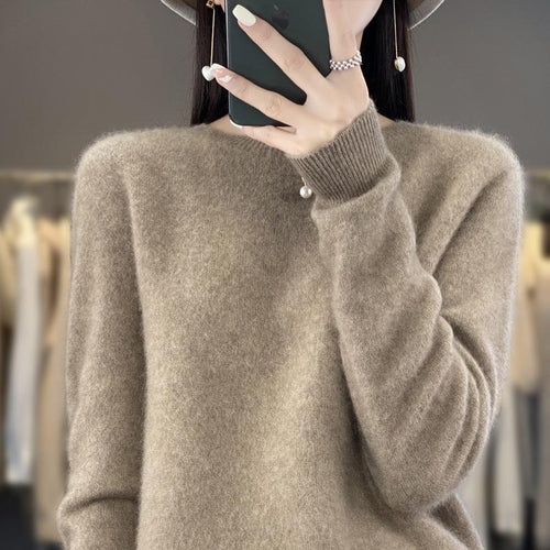 Damen Lockerer Feinstrick-Pullover mit Rundhalsausschnitt und flauschiger Angora-Optik Drune