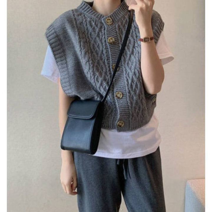 Damen Strickweste mit Zopfmuster Drune