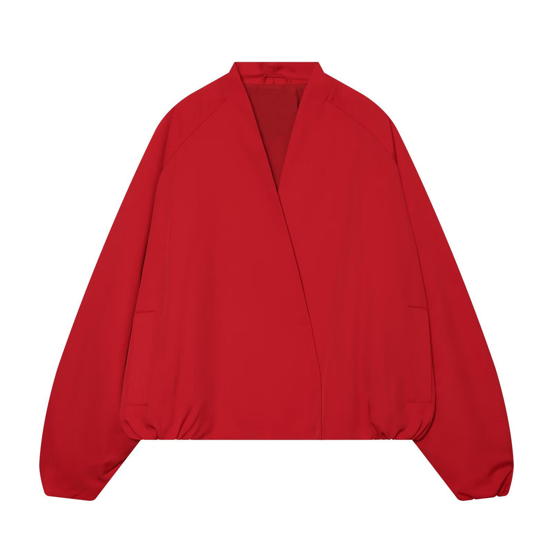 Damen Oversized Bomberjacke mit Schalkragen, Raglanärmeln und elastischem Saum Drune
