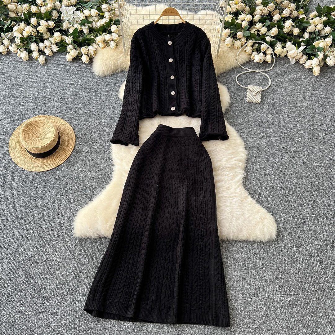 Damen Strickensemble mit Zopfstruktur Drune