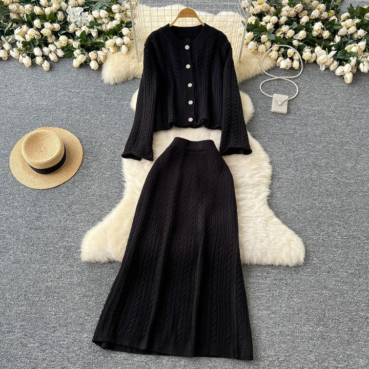 Damen Strickensemble mit Zopfstruktur Drune