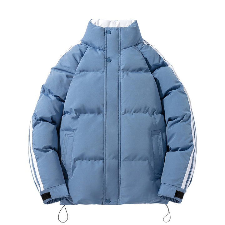 Herren sportlicher Stepp-Winterblouson mit hohem Stehkragen, Ärmelstreifen und verstellbarem Saum Drune