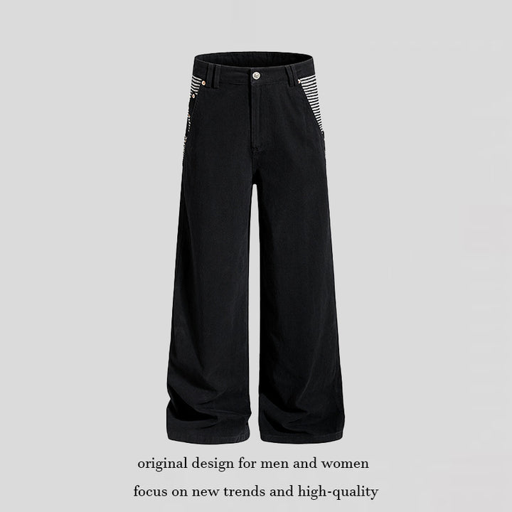 Damen Weite High‑Waist Culotte-Jeans im Palazzoschnitt mit kontrastierten Eingrifftaschen Drune