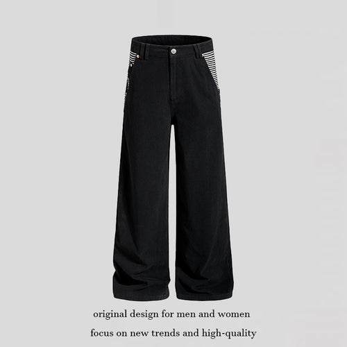 Damen Weite High‑Waist Culotte-Jeans im Palazzoschnitt mit kontrastierten Eingrifftaschen Drune