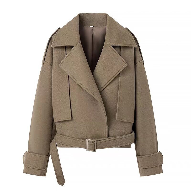 Damen Modische Bikerjacke mit Gürteldetail und lässigem Schnitt Drune