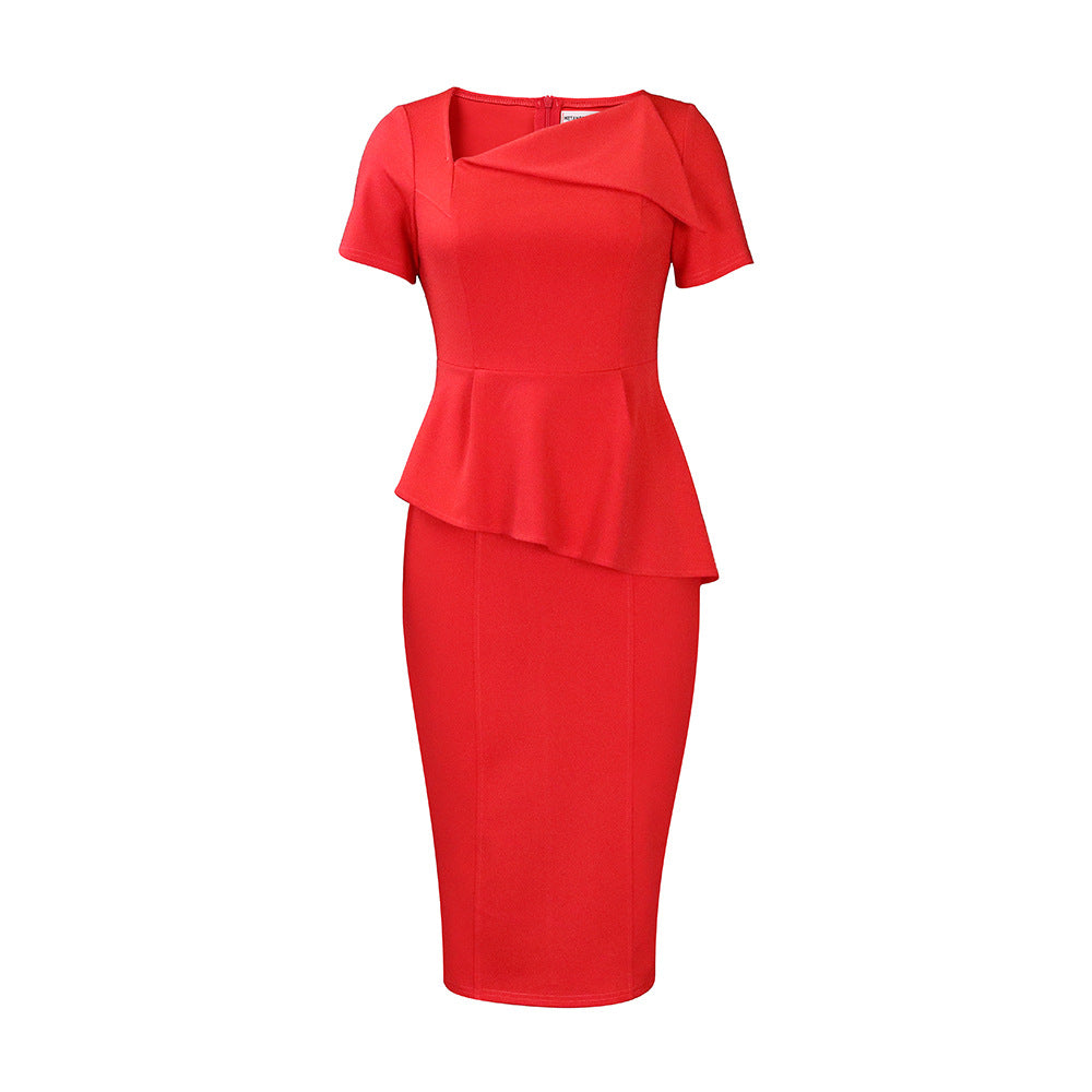 Damen Etuikleid mit voluminösem Schößchen und elegantem Schnitt Drune